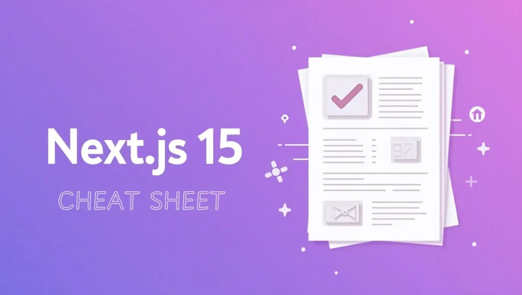 Next.js 15 cheat sheet with key features, code snippets, and tips.