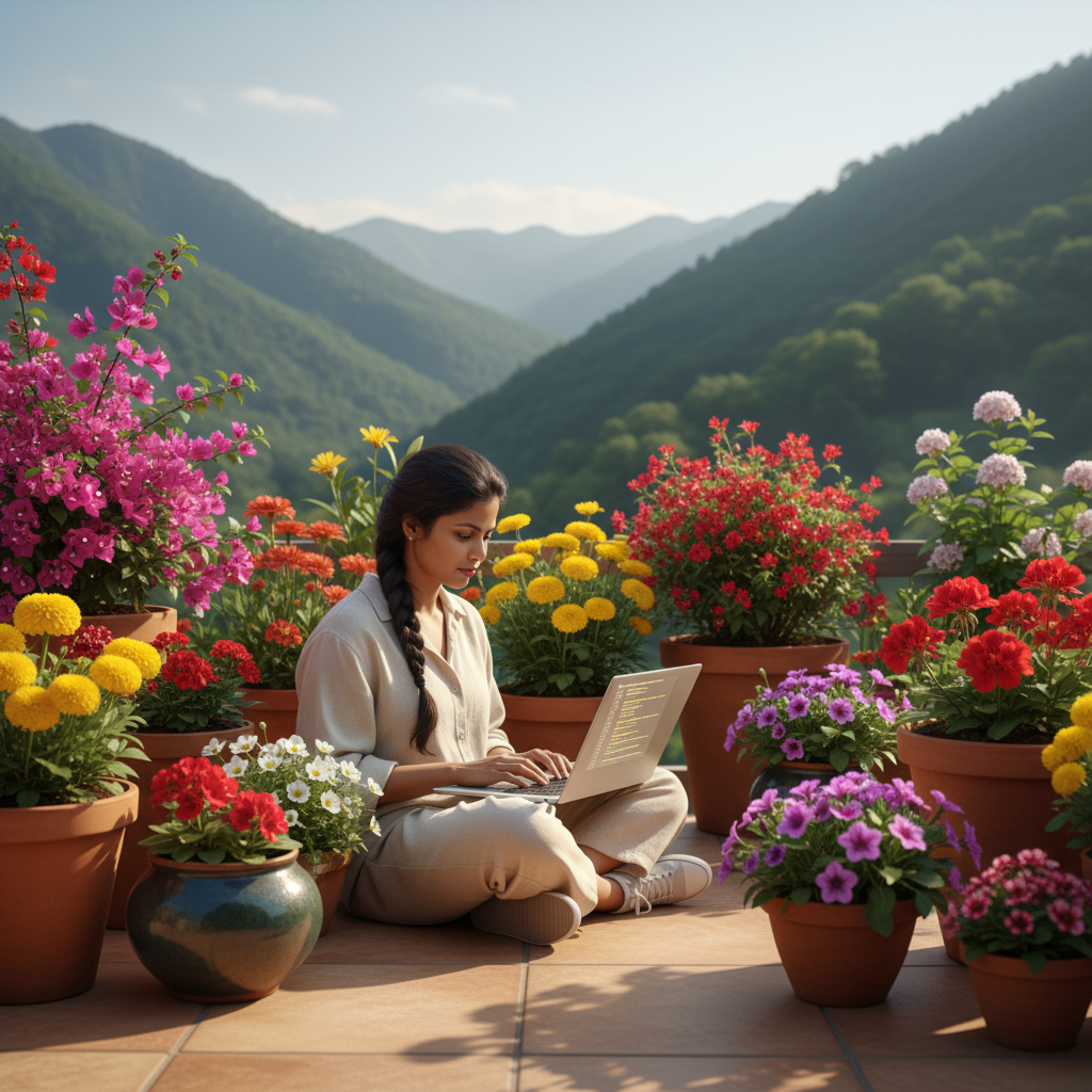 Colorful winter garden inspiring creativity for coding - gardening for creativity